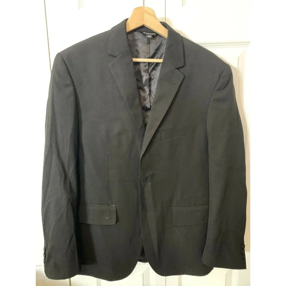 George Men’s Sz 40S  2 Button‎ Blazer Sport Coat Suit Jacket Black